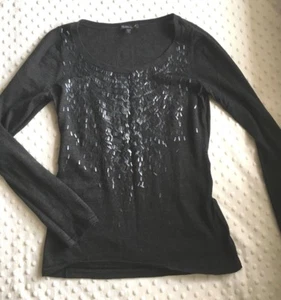 Eileen Fisher Sz XS Gray Merino Wool Sweater Embellishments Long Sleeve Italian - Picture 1 of 9