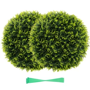 2 PCS 22" Artificial Cedar Topiary Balls Sun-protective Round Greenery Bushes - Picture 1 of 10
