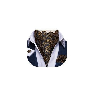 Men's Ascot Ties 3 PCS Wedding Jacquard Woven Silk Cravat Pocket Square - Image 1 of 4