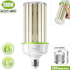 480V -200W LED Corn Light Bulbs Industrial Warehouse Lighting Equiv. 800W HPS/MH - Picture 1 of 11