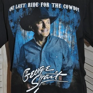 Camiseta negra George Strait One Last Ride For The Cowboy Concert Tour talla grande - Imagen 1 de 9