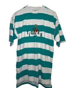 Vintage Disney Store Tigger Teal Gray Striped Embroidered Size L USA 1990's - Picture 1 of 8