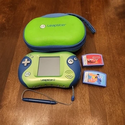 Leap Frog Leapster 2 System With 2 Game & Case Lot Disney Cars Finding Nemo - Image 1 of 3