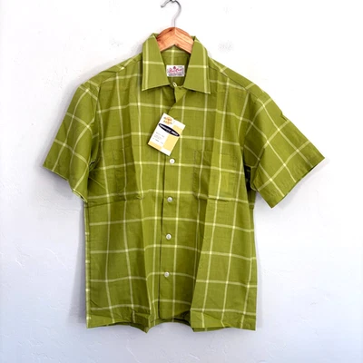 Perma Crest Dress Shirt Men Size Medium 15-15.5 Chartruse Green Loop Collar New - Image 1 of 4