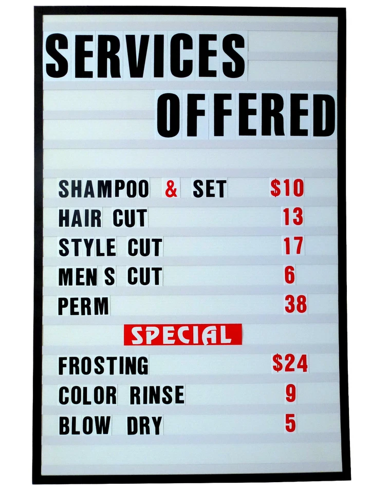 NEW CHANGEABLE LETTERS WINDOW MESSAGE MENU BOARD PRICE SIGN NIB - Image 1 of 4