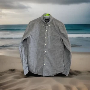 Camisa con botones American Eagle para hombre pequeña azul guinga seriamente suave clásica fi - Imagen 1 de 19
