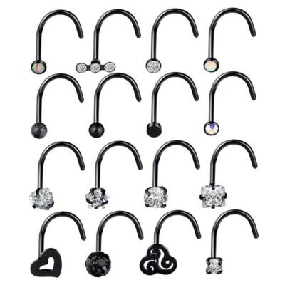 32Шт 20g хирургической стали CZ нос заколка винт формы запонки нос обруч кольцо пирсинг - Изображение 1 из 4