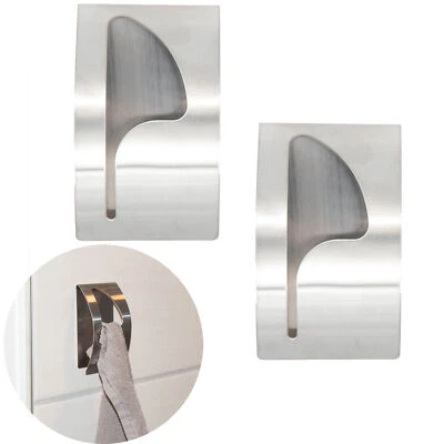 2 Handtuchhalter Handtuchhaken Klebehaken Handtuchklemme Edelstahl Selbstklebend - Bild 1 von 4
