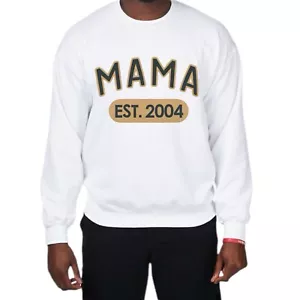 Customizable Mama EST. Graphic Crewneck White Sweatshirt Personalized NEW - Picture 1 of 3