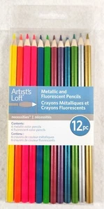 BRAND NEW Artist's Loft 12 Piece Metallic & Fluorescent Pencils, Limited Set! - Picture 1 of 2