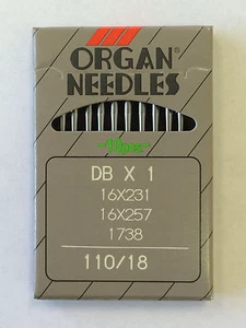 30 AGUJAS DE COSER INDUSTRIALES ORGAN DBX1 16X257 16X231 TALLA 110/18 - Imagen 1 de 1