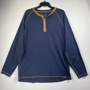 Legendäre Whitetails Herren Recluse Henley Langarm Large blau mit braunen Nähten - Bild 1 von 9