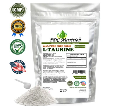 FDC NUTRITION INC. 2.2lb (1000g) NEW 100% PURE L-TAURINE AMINO ACID USP GRADE MUSCLE ENERGY
