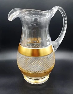 Czech Bohemian Crystal Handmade Jug with gold and cut 1500 ml - Picture 1 of 2