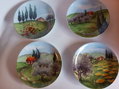 Juego de 4 platos Boston Warehouse Toscana porcelana 2002 Susanne Riette 6 1/2" Foto 1 de 4