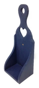 Vintage Wood Candle Sconce Shelf with Heart Cutout in Distressed Slate Blue - Picture 1 of 3