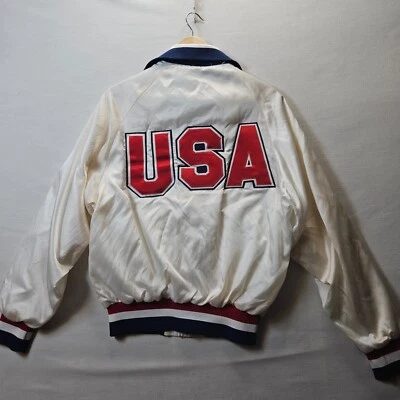 Vintage 80's King Louie Pro Fit Satin USA Olympic Sports Bomber Jacket M 40-42 - Image 1 of 4