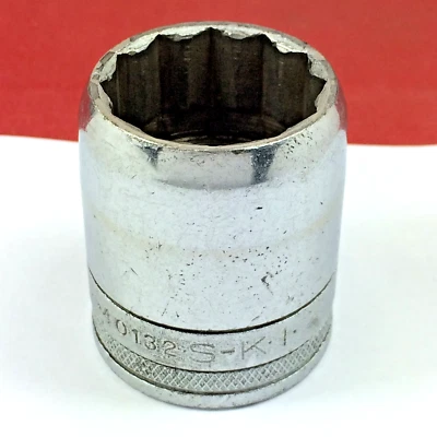 Vtg S-K Tools 1" 40132 Knurled 1/2" drive 12-point Shallow Socket SK Wayne - Image 1 of 4