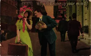 Hermosa postal de pareja romántica Glamor c1916 - Imagen 1 de 2