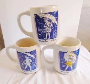 3 Morton Salt Girl 150 Years Collectible Coffee Mugs Bryan China - Picture 1 of 4