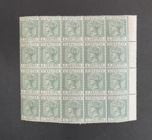 Gibraltar SG 22 5c Marginal Green Block Of 20! - CAT £130 - Picture 1 of 3