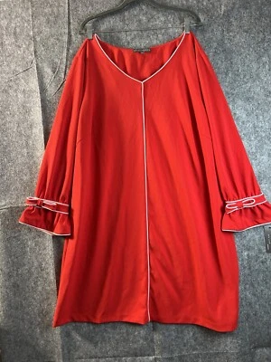 Vestido Vaina Sharagano Nuevo con Etiquetas Talla Grande 22W Rojo Femenino Manga Campana Lazo Pequeño Foto 1 de 4