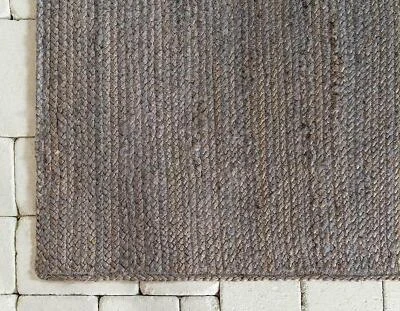 Jute Rug in Square Shape Hand Braided Area Rug Farmhouse Jute Rug Gray Color - Image 1 of 4
