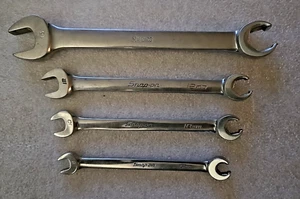 Snap On 4pc Open End Flare Nut Combination Wrench Set Metric RXSM 18 12 10 8 - Picture 1 of 4
