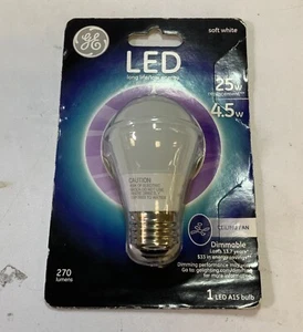 General Electric 1 Decorative LED A15 Soft White 25W Renlacement 4.5W Bulb "L1C" - Picture 1 of 5