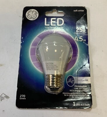 General Electric 1 Decorative LED A15 Soft White 25W Renlacement 4.5W Bulb "L1C" - Image 1 of 4