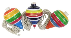 3 Pack Mexican Trompo Spinning Top Wooden Pirinola Jugete de Madera Mexicano - Picture 1 of 4