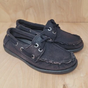 Levi's Boys Sneakers Size 4.5 Black Canvas Boat Shoes Casual - Picture 1 of 13