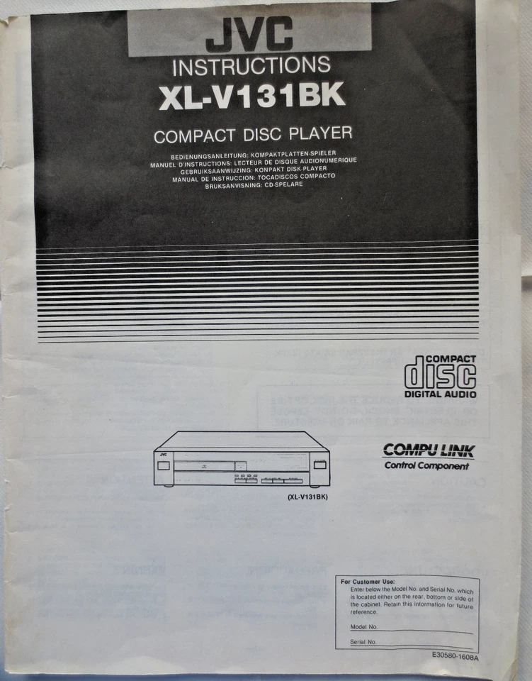 Bedienungsanleitung JVC XL-V131 BK Compact Disc Player - Bild 1 von 1