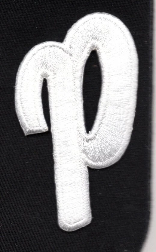 SCRIPT LETTERS - White Script  2" Letter "P" - Iron On Embroidered Applique - Image 1 of 1
