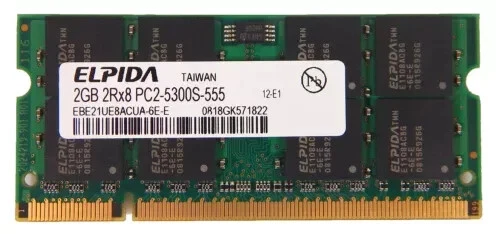 Elpida 2GB PC2-5300S DDR2 SODIMM EBE21UE8ACUA-6E-E Laptop Memory - Image 1 of 1