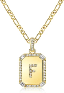 Gold Letter Necklace Women 18K Monogram A-Z Pendant Gift Xmas Jewelry - Picture 1 of 12