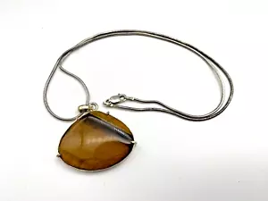 Vintage Sterling Silver 925 Pendant Necklace Tiger's Eye Caprice 16.07g - Picture 1 of 11
