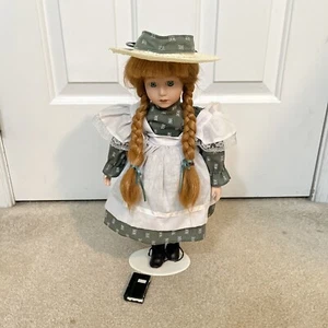Vintage Anne Of Green Gables Doll 15” Tall With Book And Doll Stand - Picture 1 of 12