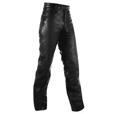 Motorcycle Quality Leather Trousers Biker Jeans Pants Apparel Black All Sizes