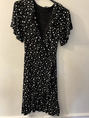 womens size 10 boohoo black with stars dress winter/summer sun holiday  - Image 1 of 2