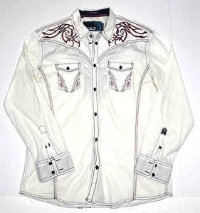 ROAR Hemd Herren Größe 2XL Off White Western Knopf bestickt Signatur Hemd - Bild 1 von 5