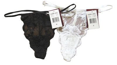 A558 Donna L'oren NEW Women's Sheer Embroidered Floral Lace Panel G-String Thong - Image 1 of 4