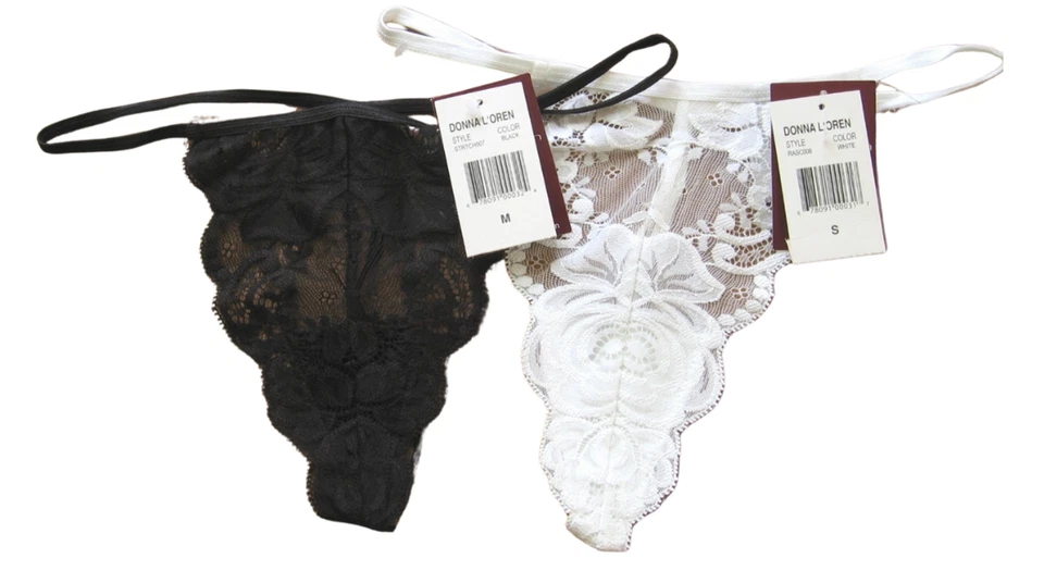 A558 Donna L'oren NEW Women's Sheer Embroidered Floral Lace Panel G-String Thong - Image 1 of 4