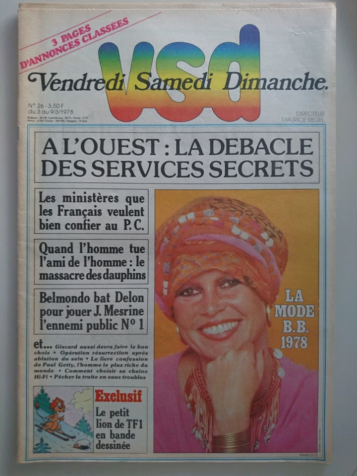 VSD N° 26 - Brigitte Bardot, le P.S.G., Belmondo va jouer Jacques Mesrine (1978) - Photo 1/1