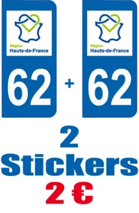 2-STICKERS-PLAQUE-AUTO-IMMATRICULATION-DEPARTEMENT-LOGO 62 - Bild 1 von 1