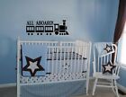 All Aboard Train Vinyl Wall Decal Baby Kids Lettering Home Wall Decor Sticker 