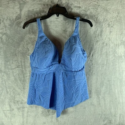 Bar III Women's Swimsuit XL Tankini Top Heat Wave Colbalt Blue Textured Terry - Image 1 of 4