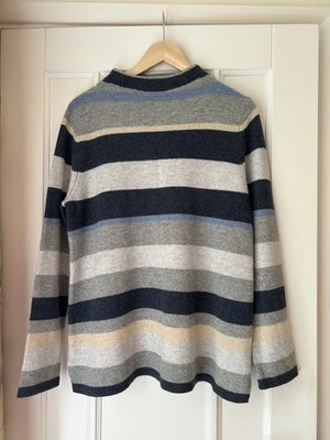 Paul Costelloe Pure Wool Blue Mixed Stripe High Neck Pullover Size 16 - Image 1 of 4