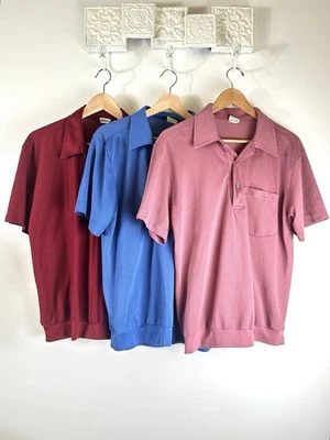 Vtg Haband Sheer Polo Lot Of 3 Mens S Mesh Golf Bowling Shirt Blue Red Mauve - Image 1 of 4