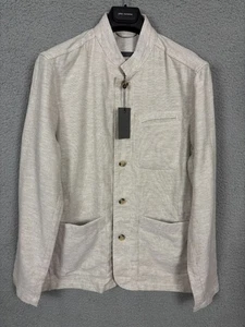 John Varvatos Mens Beige Linen-Blend Jacket Size 46 Button-Up With Pockets NWT's - Picture 1 of 8